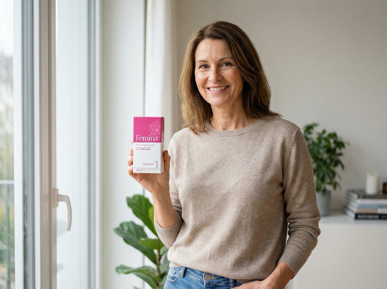 Frau mit Emasex Femina Packung